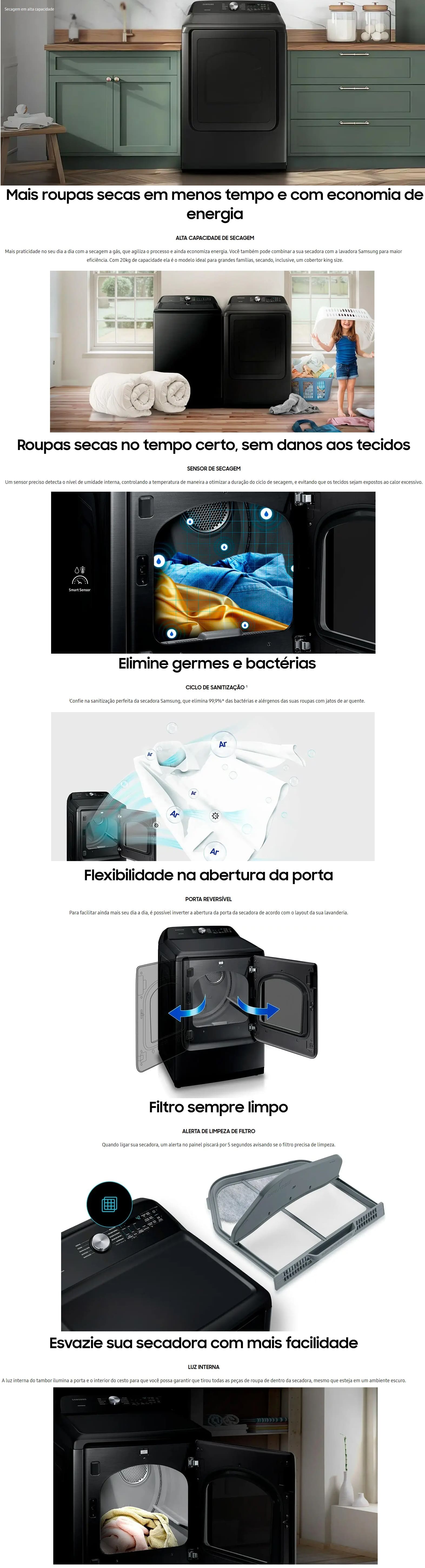 Secadorade,Roupas aGas,Samsung,20Kg,8,Serviços,Preta,127v,DV7000R