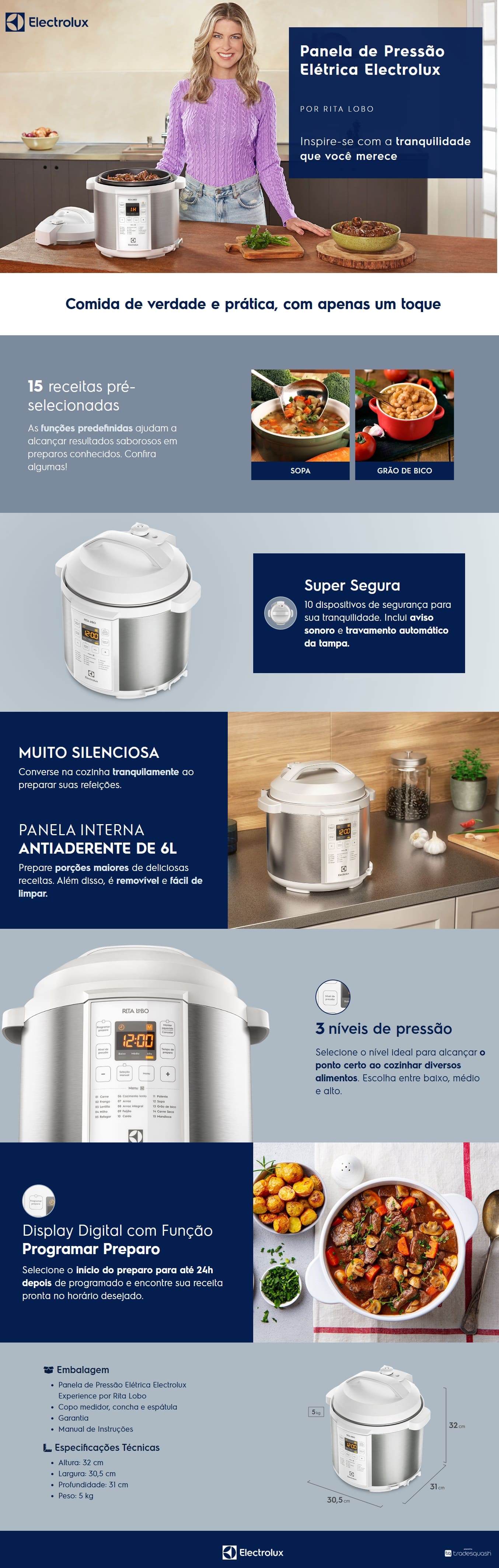 panela, de, pressao, eletrica, 6l, electrolux, 1000w, 15, funçoes, pcc21, PCC20