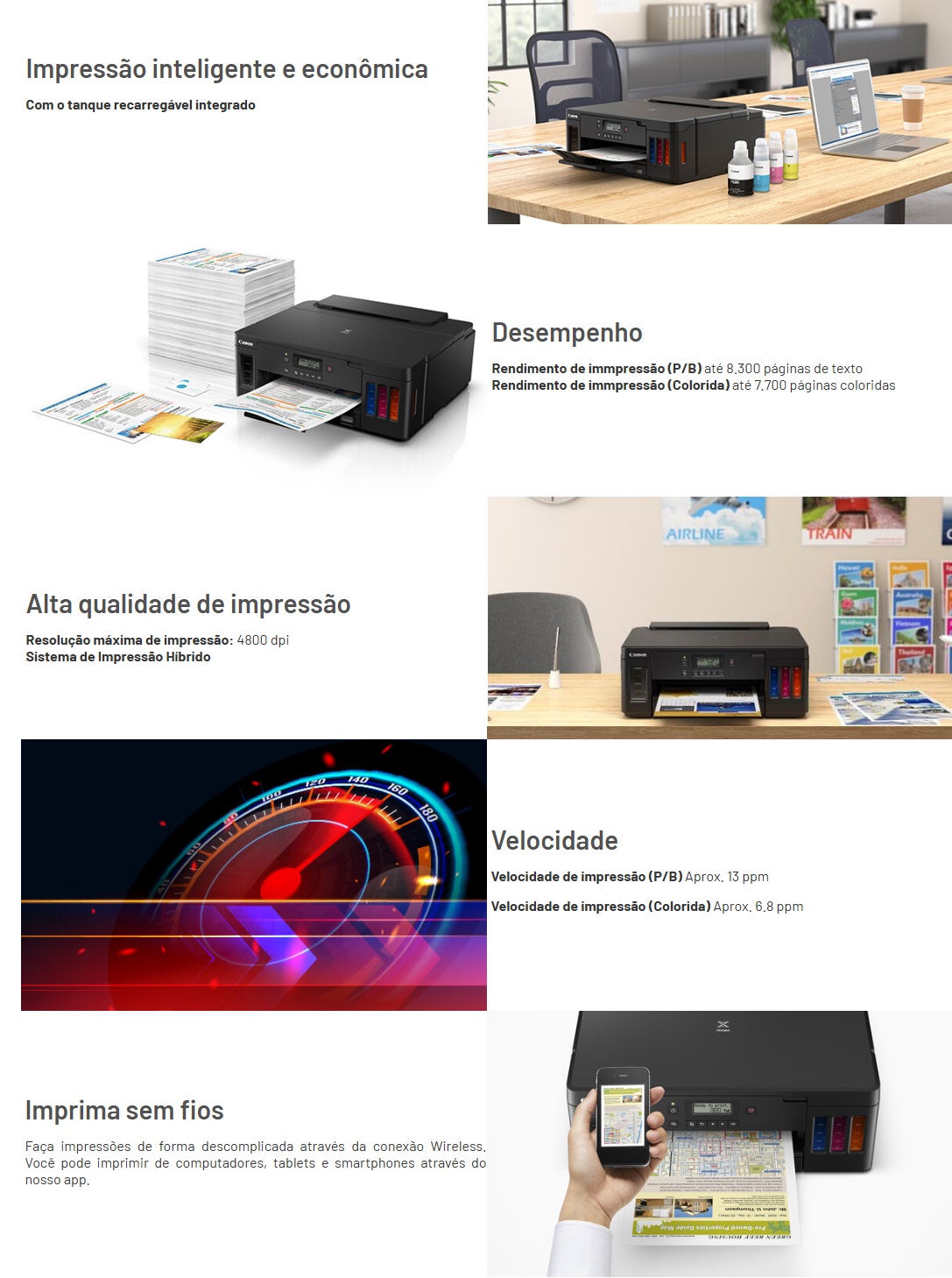 Impressora Canon MegaTank Colorida 1200dpi Duplex Wifi Preta Bivolt pixma G5010