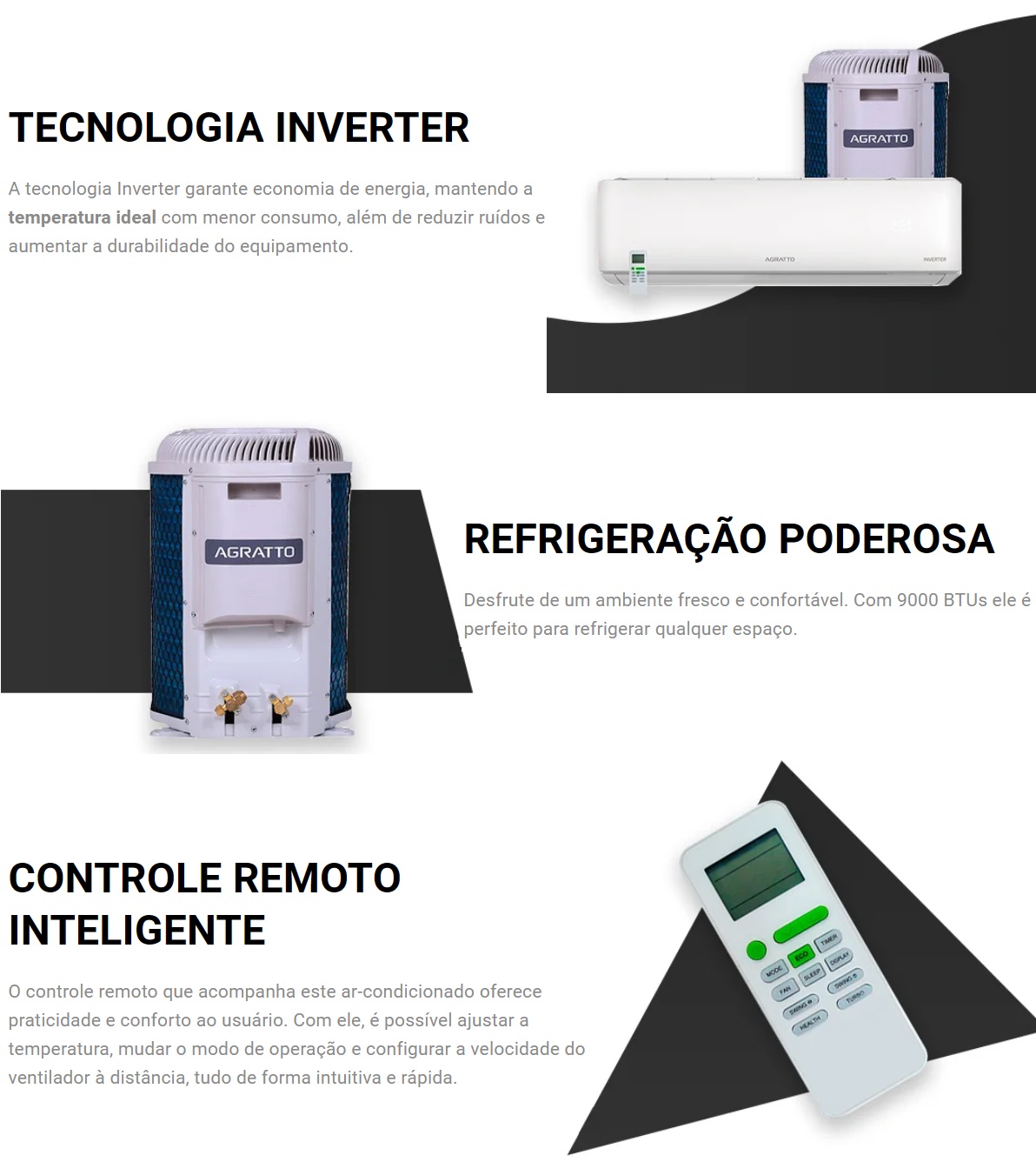 Ar Condicionado Split Inverter Agratto 9.000 BTUs Frio Branco 220v LTCST9F