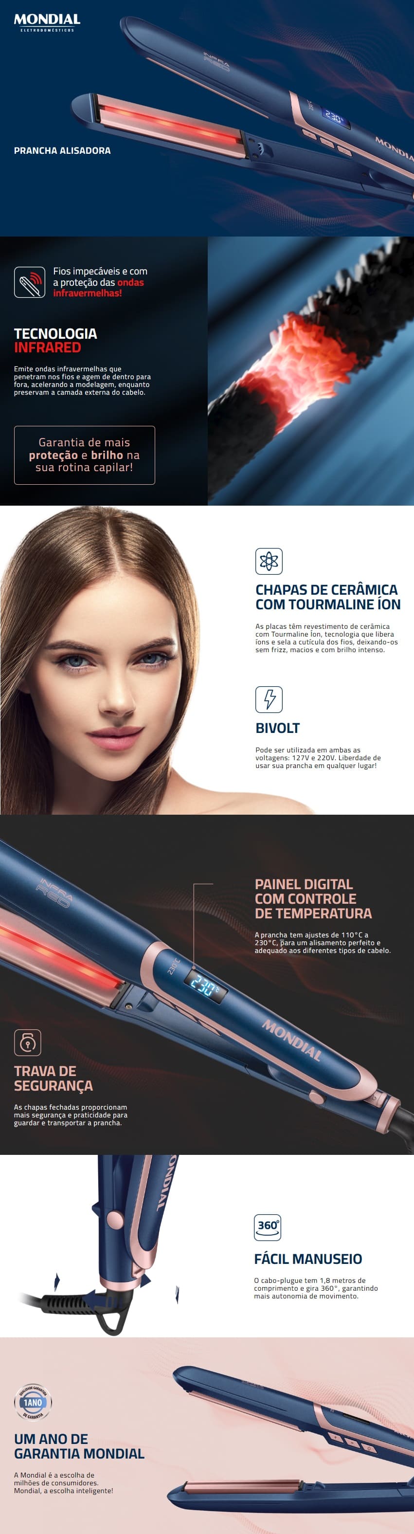 Prancha Alisadora Mallory Placa Ceramica Bivolt