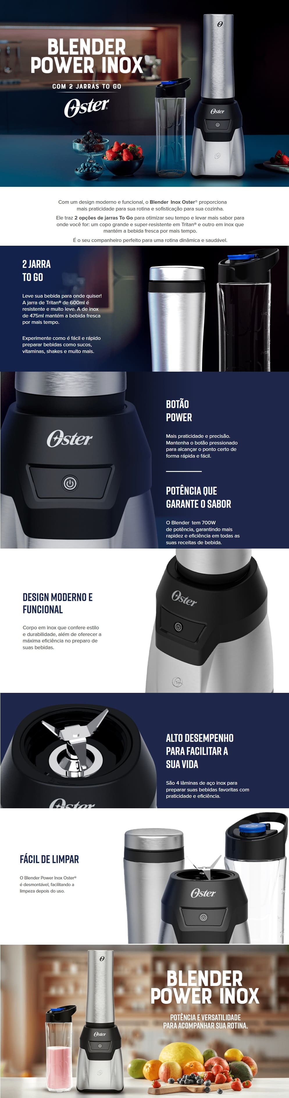 Liquidificador Portatil Electrolux 320W Jarra 1L Blender Inox BSE20