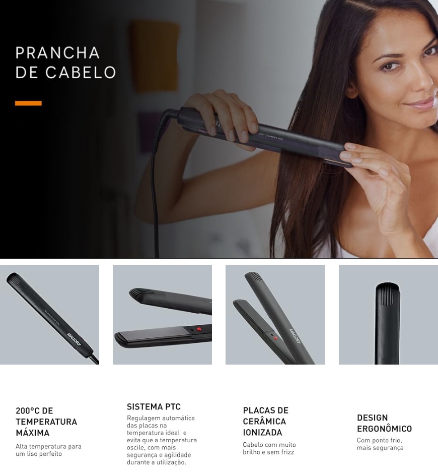 Prancha Alisadora Mallory Placa Ceramica Bivolt